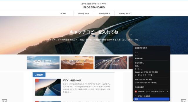 AFFINGER7のでもサイトで検証を選択